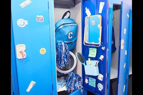 School lockers at CeraVe pop-up, Covent Garden